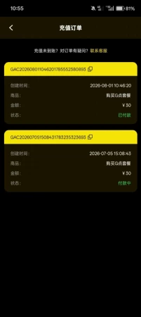 游戏付款截图