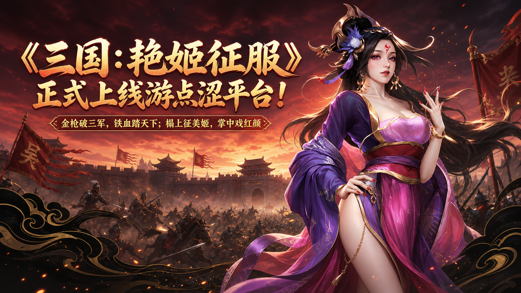 新游上线｜《三国：艳姬征服》正式入驻游点涩平台！