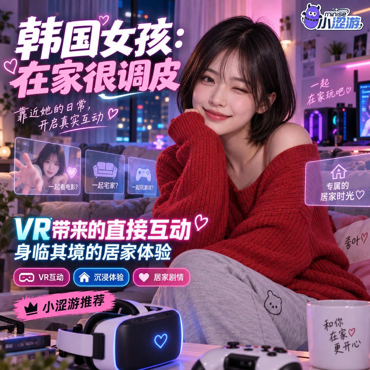 韩国女孩：在家调皮